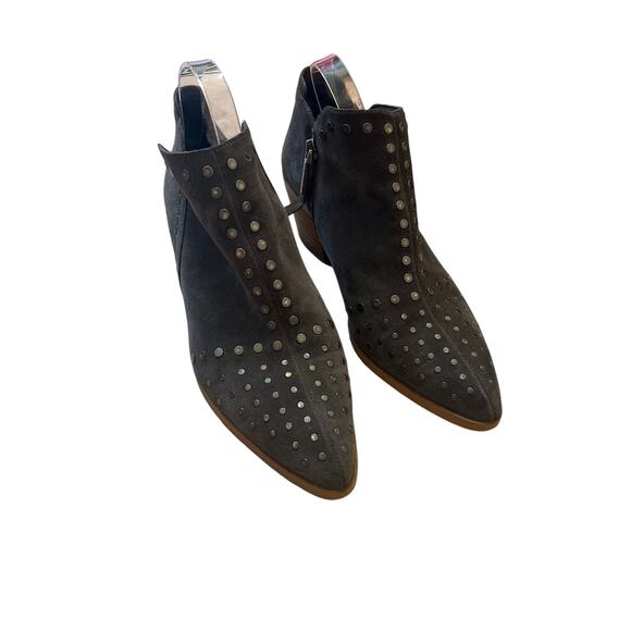 1.STATE Loka Studded Ankle Boots Gray Suede Size 9.5M Western Pointed Toe Bootie - Picture 1 of 5